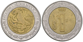 Мексика 1 песо 1998 Mo KM 603 биметалл 4591-135