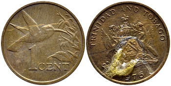 Тринидад и Тобаго 1 цент 1976 колибри KM 25 бронза 4396-955