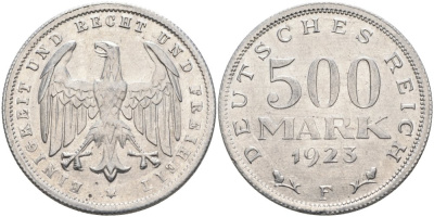 Германия 500 марок 1923 F KM 36, J.305 алюминий 4574-916