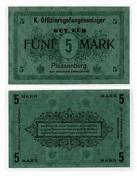 Германия 5 марок ND крепость Плассенбург, лагерь военнопленных офицеров C-3370 бумага aUNC 000-00-00
