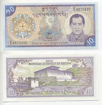 БУТАН 10 НГУЛТРУМОВ 2000 ДЖИНГВЕ СИНГЬЕ ВАНЧУГ ЧЕТВЕРТЫЙ КОРОЛЬ БУТАНА, РИНПУНГ-ДЗОНГ В ПАРО БУДДИЙСКИЙ МОНАСТЫРЬ Pick 22 бумага UNC (ПРЕСС) 7220-67-3