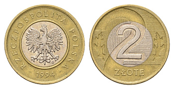 Польша 2 злотых 1994 Y 283 биметалл 4674-744