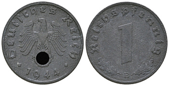 Германия 1 рейхспфенниг 1944 B KM 97, J. 369 цинк 4668-1151