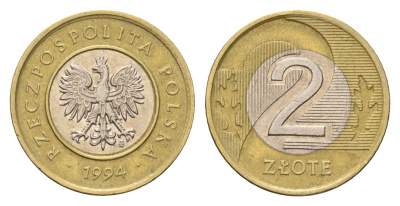 Польша 2 злотых 1994 Y 283 биметалл 4674-744