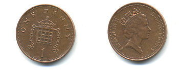 Великобритания 1 пенни 1995 Елизавета II (1952-2022) KM 935a, Spink 4391 (B4) сталь плакированная медью 177-1138