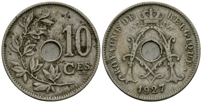 Бельгия 10 сантимов 1927 Belgique KM 85 медно-никель 4172-1026