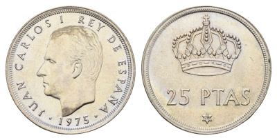 Испания 25 песет 1975 (78) Хуан Карлос I (1975-2014) KM 808 медно-никель UNC 4671-1032