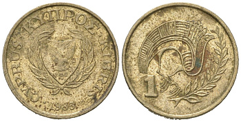 Кипр 1 цент 1983 KM 53.1 никель латунь 4621-366