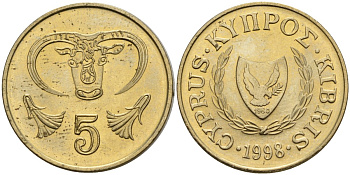 Кипр 5 центов 1998 KM 55.3 никель латунь 4141-1054