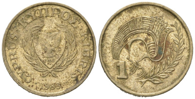 Кипр 1 цент 1983 KM 53.1 никель латунь 4621-366