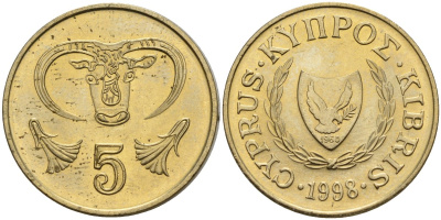 Кипр 5 центов 1998 KM 55.3 никель латунь 4141-1054