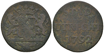Утрехт, Нидерланды 1 дуит 1792 медь 4635-1233