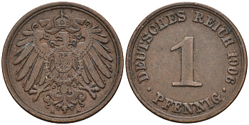 Германия 1 пфенниг 1906 А KM 10, J. 10 бронза    4594-1113