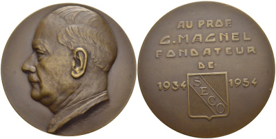 Бельгия медаль 1954 20 лет со дня основания Seco, основатель профессор С. Macnel, медальер Geo Verbanck, диаметр 70 мм, бронза 3-5-2-09