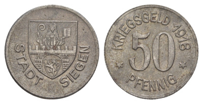 Зиген 50 пфеннигов 1918 Funck 497.5, Men18 29332.6 железо 4637-1237