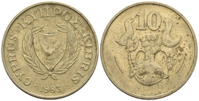 Кипр 10 центов 1983 KM 56.1 никель латунь 85-145