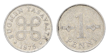 Финляндия 1 пенни 1975 KM 44a алюминий 4685-1127