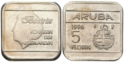 Аруба 5 флоринов 1996 Беатрикс (1980-2013) KM 12 стал плакированная никелем 4619-437