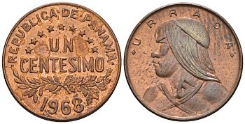 Панама 1 сентесимо 1968  KM 22 бронза  aUNC  4609-836