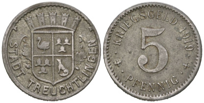 Тройхтлинген (Бавария) 5 пфеннигов 1918 Funck 547.1, Men18 31466.1 железо 4380-1014