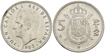 Испания 5 песет 1983 Хуан Карлос I (1975-2014) KM 823 медно-никель 85-744