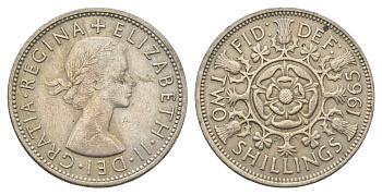 Великобритания 2 шиллинга (флорин) 1965 Елизавета II (1952-2022) KM 906, Spink 4146 медно-никель 4663-322