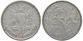 Намибия 10 центов 1998 дерево KM 2 никелированная сталь 4163-931