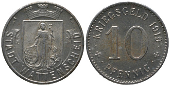 Ваттеншайд (Пруссия, Вестфалия) 10 пфеннигов 1919 Funck 579.4, Men18 32900.4 железо 4364-3717