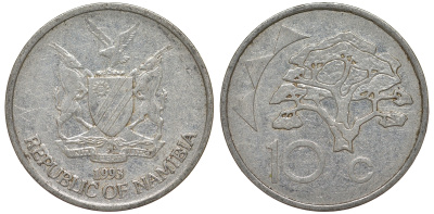 Намибия 10 центов 1998 дерево KM 2 никелированная сталь 4163-931