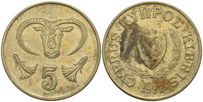 Кипр 5 центов 1992 KM 55.3 никель латунь 4141-955