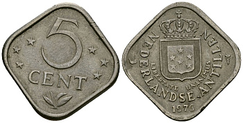 Нидерландские Антилы 5 центов 1976 Юлиана (1948-1980) KM 13 медно-никель 4167-556