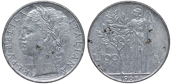 Италия 100 лир 1968 R KM 96.1 нержавеющая сталь 4144-131