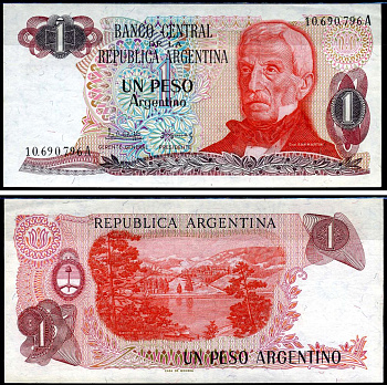 Аргентина 1 песо ND (1983-1984) Хосе де Сан-Мартин Pick 311 a (1) бумага UNC (пресс) 7457-30-3-2