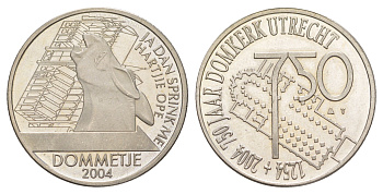 Нидерланды, Утрехт монета-жетон "750 лет - Утрехтский собор", (1 домметье = 2 евро 2004 В том году Домметье был законным платежным средством в Утрехте, диаметр 30 мм, вес 10 гр медно-никель 4641-846