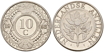 Нидерландские Антилы 10 центов 1993 Беатрикс (1980-2013) KM 34 сталь плакированная никелем 4174-766