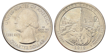 США 25 центов (квотер, 1/4 доллара) 2010 P, Квотеры «Парки США» - Национальный парк Гранд-Каньон KM 472 медь плакированная медно-никелем UNC 4666-925