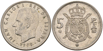 Испания 5 песет 1975 (76) Хуан Карлос I (1975-2001) KM 807 медно-никель 4571-1151