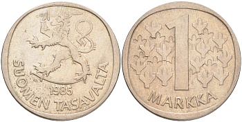 ФИНЛЯНДИЯ 1 МАРКА 1985 N KM 49а медно-никель 4556-727