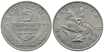 АВСТРИЯ 5 ШИЛЛИНГОВ 1969 KM 2889а медно-никель 4381-417