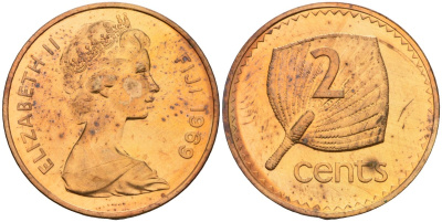 Фиджи 2 цента 1969 Елизавета II (1952-) KM 28 бронза UNC 4119-431