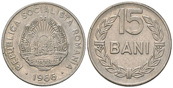 Румыния 15 бань 1966 KM 93 сталь плакированная никелем 4532-417