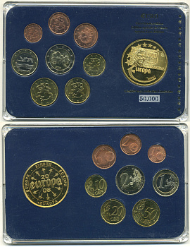 Финляндия евронабор из 8 монет плюс медаль 2008 в пластике UNC 7-4-1-13