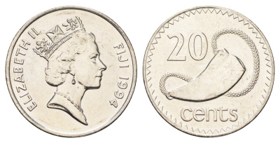Фиджи 20 центов 1994 KM 53a сталь плакированная никелем UNC 4666-536