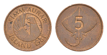 Исландия 5 эйре 1981 KM 24 бронза 4632-931