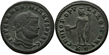 Римская Империя нуммий 294 - 295 Максимиан Геркулий GENIO POPVLI ROMANI Кизик Good Very fine RIC 8b бронза 1073-7-45