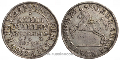 Брауншвейг-Вольфенбюттель 24 мариенгроша 1693 HCH KM 607, Welter 2081, Davenport 338 серебро 00-000-00