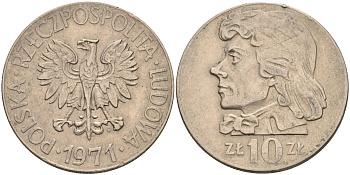 Польша 10 злотых 1971 MW, Тадеуш Костюшко KM 50a медно-никель    4148-1257
