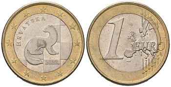 Хорватия 1 евро 2023 KM 141 биметалл aUNC 3334-716