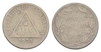 Никарагуа 5 сентаво 1929 KM 12 медно-никель 4640-943