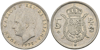 Испания 5 песет 1975 (80) Хуан Карлос I (1975-2014) KM 807 медно-никель 85-736